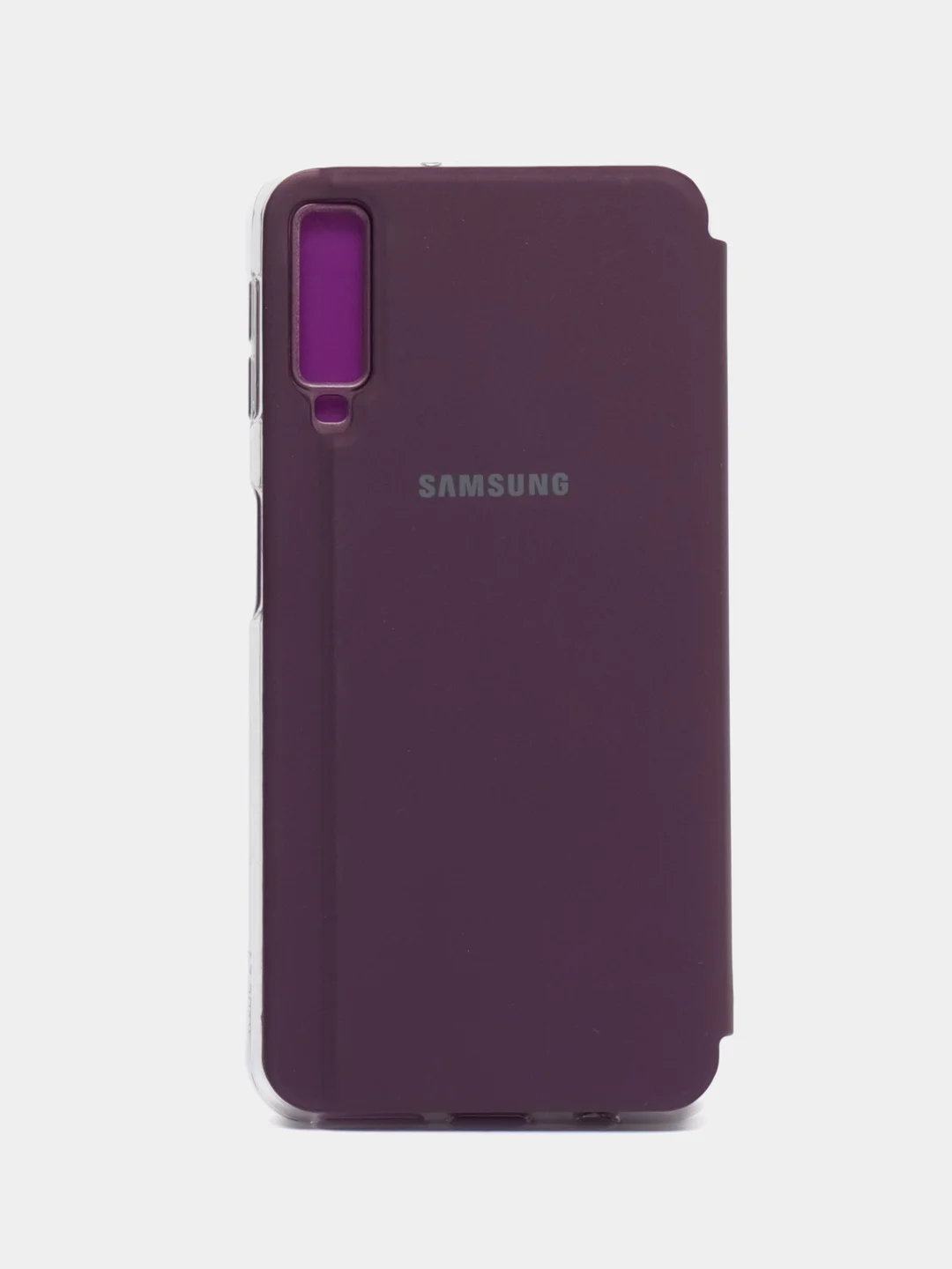 Фиолетовый чехол-книжка с прозрачным окном Samsung A6/A6 Plus/A8/A7/A9/J3/J4/J6/J8/A80/A81/A60/A91
