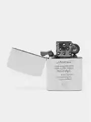 Белый зажигалка бензиновая в стиле "Zippo" с лазерной гравировкой
