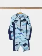 Бирюзовый костюм купальный для мальчика, гидрокостюм, купальник детский с панамой