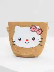 Хаки сумка пляжная детская, соломенная