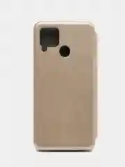 Золотой чехол-книжка для Realme C 25/C25 (Реалми С 25/C25), экокожа