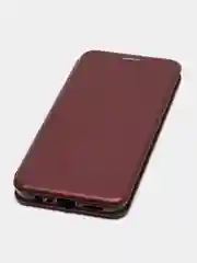 Бордовый чехол-книжка для Realme C 25/C25 (Реалми С 25/C25), экокожа