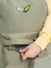 Зеленый рюкзак, отдел на молнии, наружный карман, сумочка