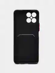 Черный силиконовый чехол для Honor X8 4G (Хонор Х8 4г / Икс 8), с карманом для карт, прозрачный