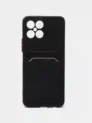 Черный силиконовый чехол для Honor X8 4G (Хонор Х8 4г / Икс 8), с карманом для карт, прозрачный