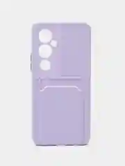 Сиреневый силиконовый чехол для Tecno Pova 4 Pro (Техно Пова 4 Про), с карманом для карт, прозрачный