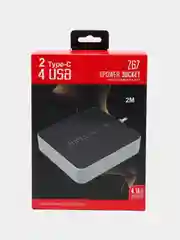 Черный фильтр удлинитель с USB и Type C разъемами, сетевой