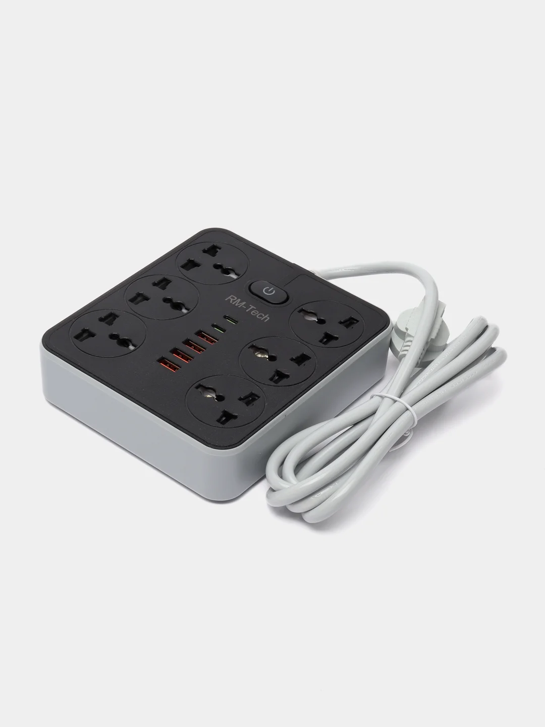 Черный фильтр удлинитель с USB и Type C разъемами, сетевой
