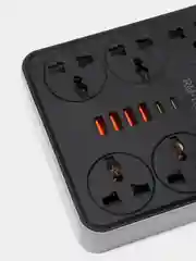 Черный фильтр удлинитель с USB и Type C разъемами, сетевой