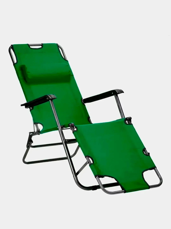 Шезлонг пляжный складной с подушкой, 153х60х80 cм