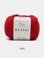 Красный пряжа Gazzal Baby Cotton, 5 мотков в комплекте, 40% акрил, 60% хлопок, 50 г, 165 м