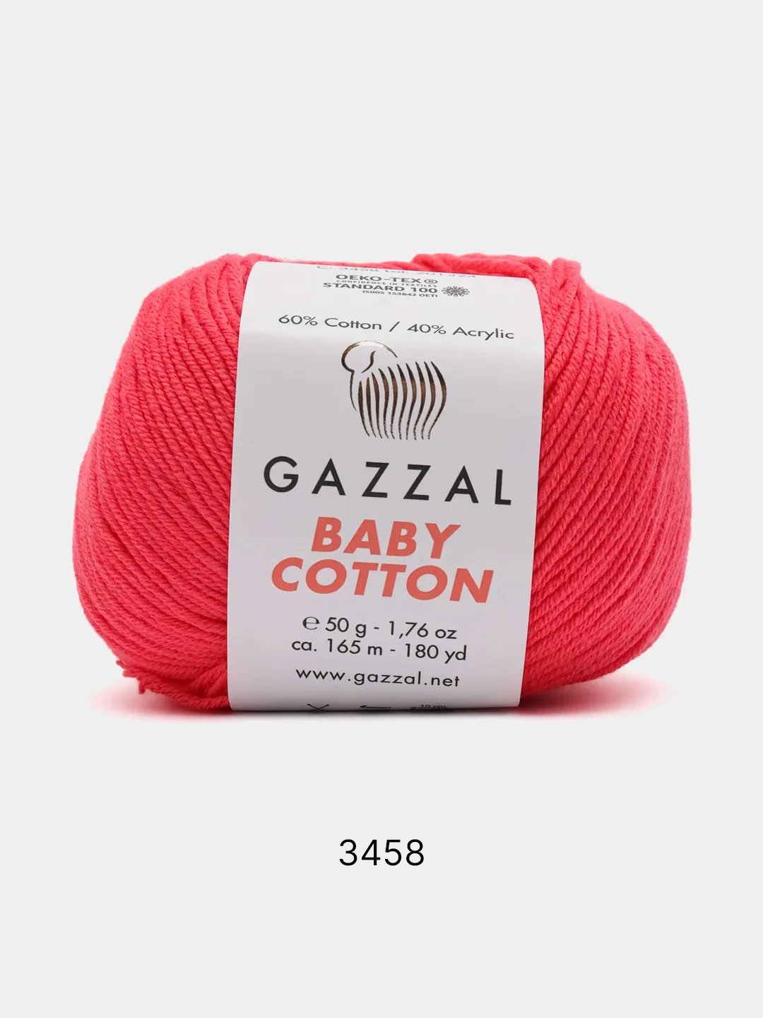 Марсала пряжа Gazzal Baby Cotton, 5 мотков в комплекте, 40% акрил, 60% хлопок, 50 г, 165 м