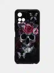 Тёмно-бордовый силиконовый чехол для Vivo Y33s / Y21 2021, с принтом, с рисунком (Виво У33С / у21 2021)