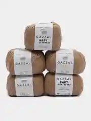 Бежевый пряжа Gazzal Baby Cotton, 5 мотков в комплекте, 40% акрил, 60% хлопок, 50 г, 165 м