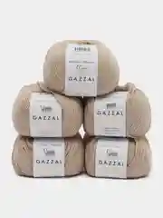 Бежевый меланж пряжа Gazzal Baby Cotton, 5 мотков в комплекте, 40% акрил, 60% хлопок, 50 г, 165 м