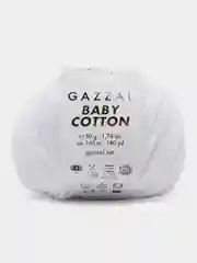 Белый пряжа Gazzal Baby Cotton, 5 мотков в комплекте, 40% акрил, 60% хлопок, 50 г, 165 м