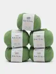 Бирюзовый пряжа Gazzal Baby Cotton, 5 мотков в комплекте, 40% акрил, 60% хлопок, 50 г, 165 м