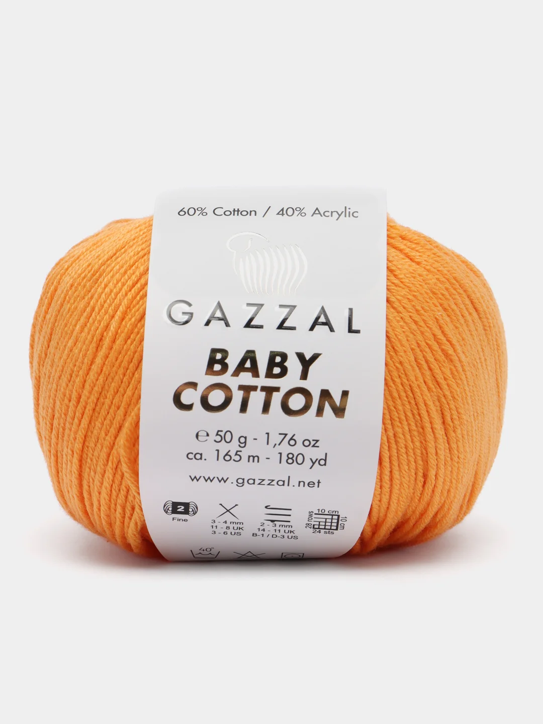 Бронзовый пряжа Gazzal Baby Cotton, 5 мотков в комплекте, 40% акрил, 60% хлопок, 50 г, 165 м