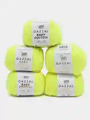 Горчичный пряжа Gazzal Baby Cotton, 5 мотков в комплекте, 40% акрил, 60% хлопок, 50 г, 165 м