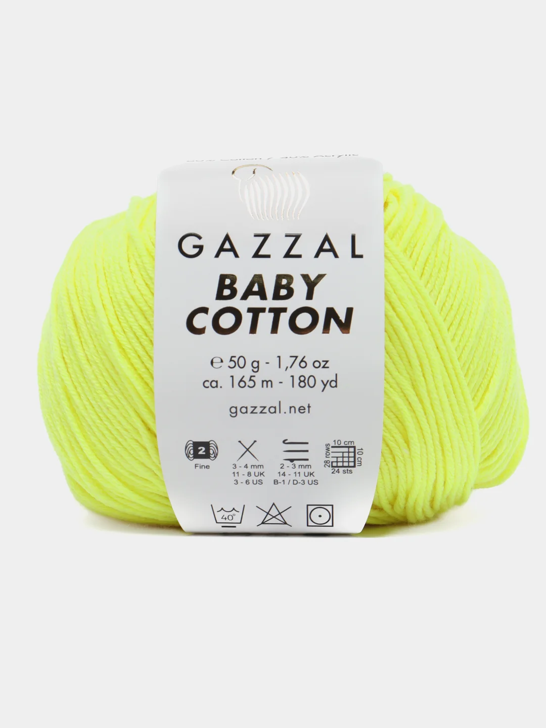 Горчичный пряжа Gazzal Baby Cotton, 5 мотков в комплекте, 40% акрил, 60% хлопок, 50 г, 165 м