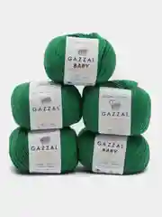 Зелёный хаки пряжа Gazzal Baby Cotton, 5 мотков в комплекте, 40% акрил, 60% хлопок, 50 г, 165 м