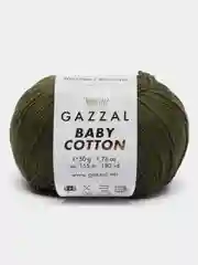 Золотистый хаки пряжа Gazzal Baby Cotton, 5 мотков в комплекте, 40% акрил, 60% хлопок, 50 г, 165 м