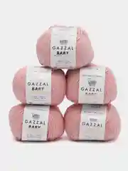 Прозрачный пряжа Gazzal Baby Cotton, 5 мотков в комплекте, 40% акрил, 60% хлопок, 50 г, 165 м