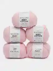 Розовый пряжа Gazzal Baby Cotton, 5 мотков в комплекте, 40% акрил, 60% хлопок, 50 г, 165 м