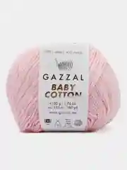 Розовый пряжа Gazzal Baby Cotton, 5 мотков в комплекте, 40% акрил, 60% хлопок, 50 г, 165 м