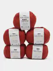 Рыжий пряжа Gazzal Baby Cotton, 5 мотков в комплекте, 40% акрил, 60% хлопок, 50 г, 165 м