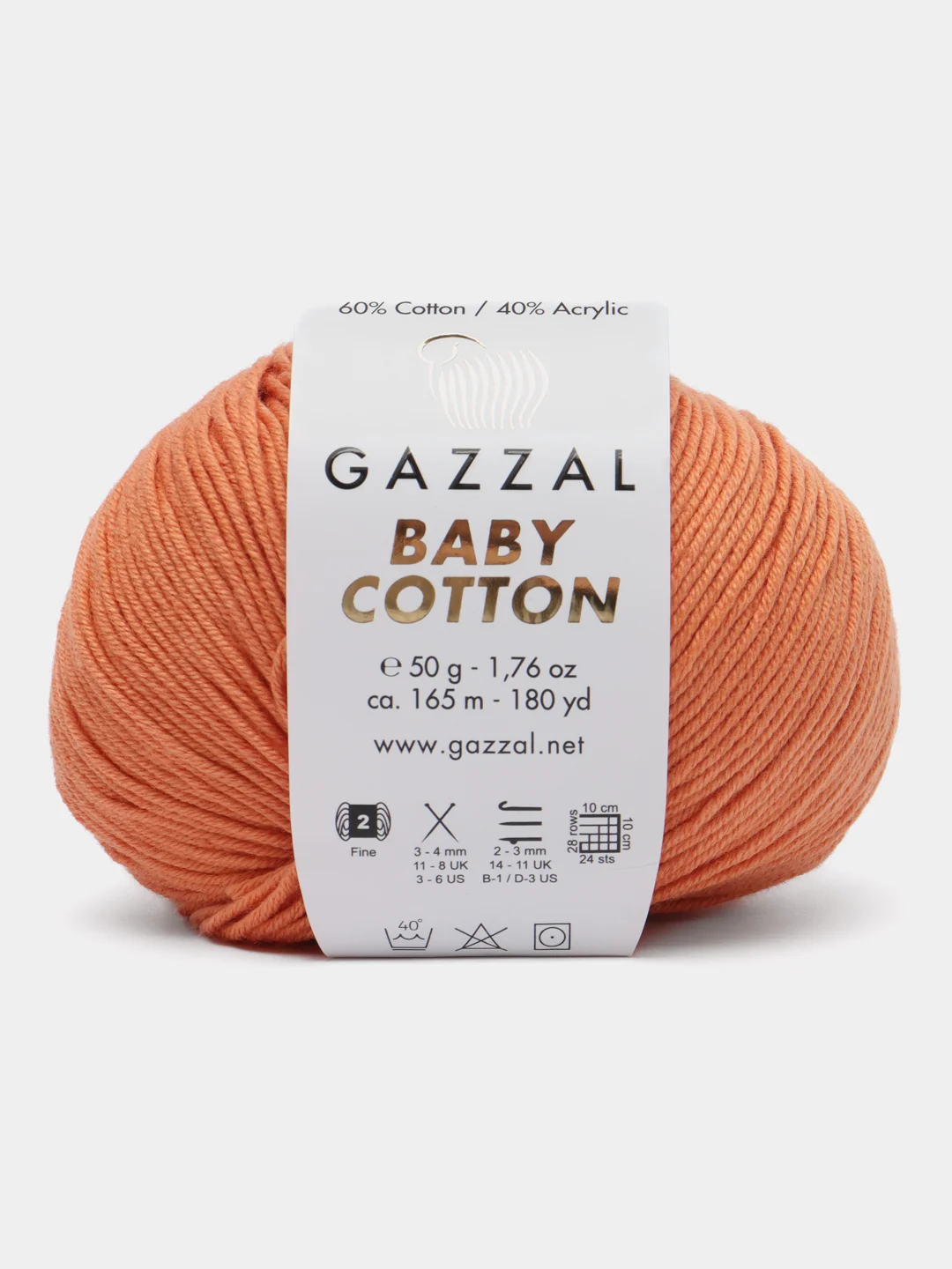 Светло-бежевый пряжа Gazzal Baby Cotton, 5 мотков в комплекте, 40% акрил, 60% хлопок, 50 г, 165 м
