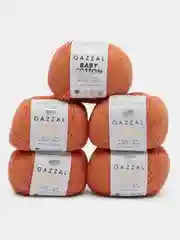 Светло-бежевый пряжа Gazzal Baby Cotton, 5 мотков в комплекте, 40% акрил, 60% хлопок, 50 г, 165 м