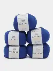 Синий пряжа Gazzal Baby Cotton, 5 мотков в комплекте, 40% акрил, 60% хлопок, 50 г, 165 м