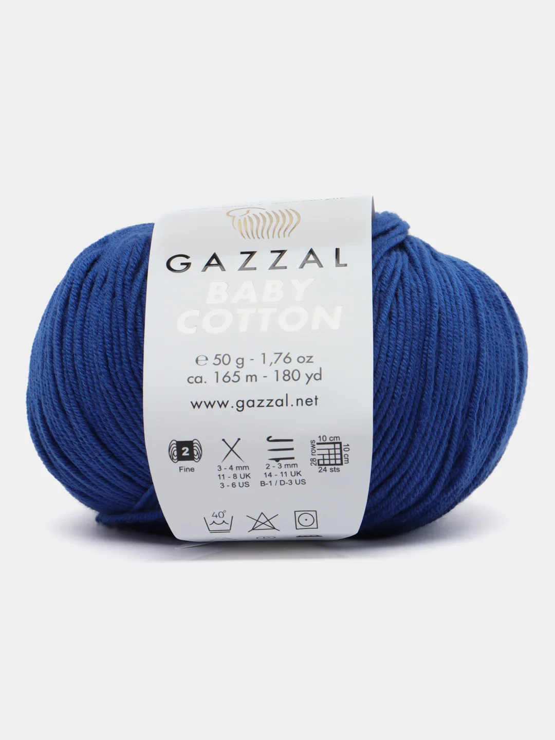 Синий пряжа Gazzal Baby Cotton, 5 мотков в комплекте, 40% акрил, 60% хлопок, 50 г, 165 м