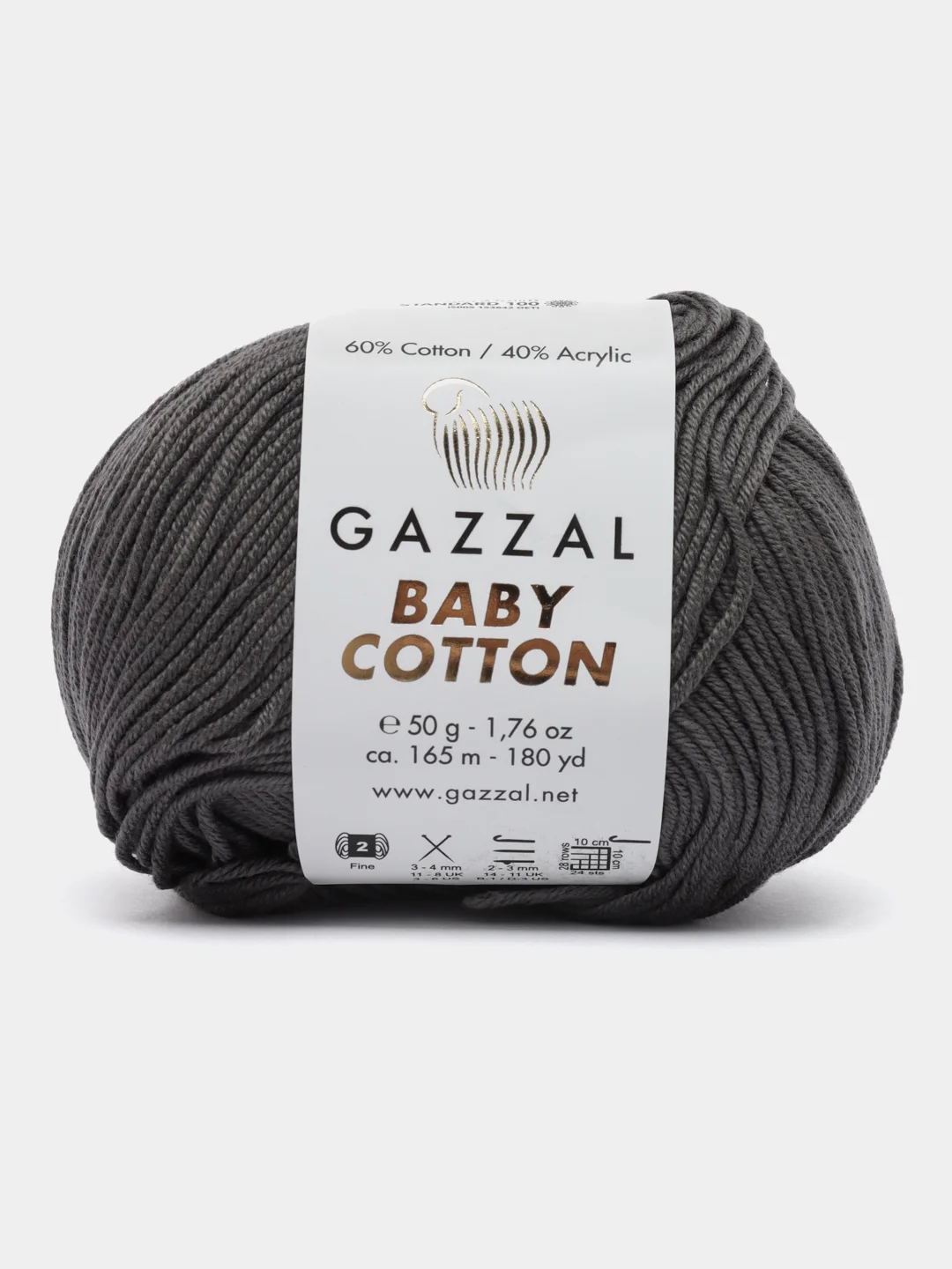 Синий меланж пряжа Gazzal Baby Cotton, 5 мотков в комплекте, 40% акрил, 60% хлопок, 50 г, 165 м