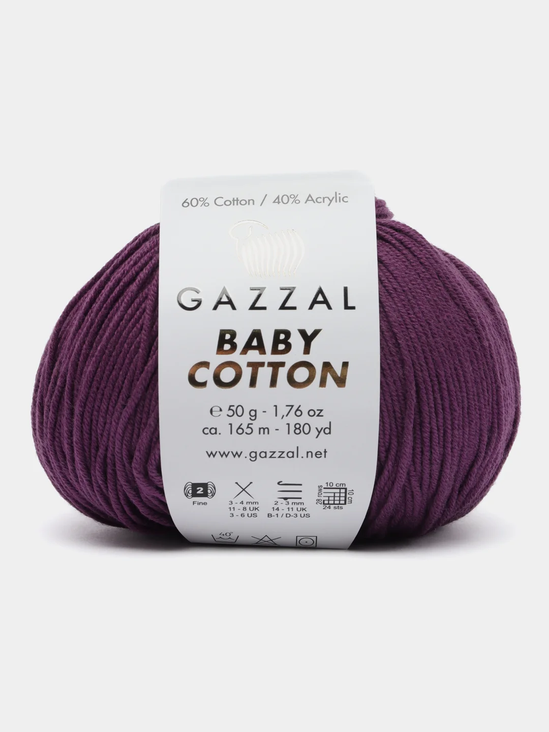 Тёмно-бирюзовый пряжа Gazzal Baby Cotton, 5 мотков в комплекте, 40% акрил, 60% хлопок, 50 г, 165 м