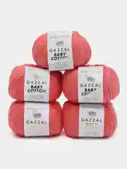Тёмно-розовый пряжа Gazzal Baby Cotton, 5 мотков в комплекте, 40% акрил, 60% хлопок, 50 г, 165 м