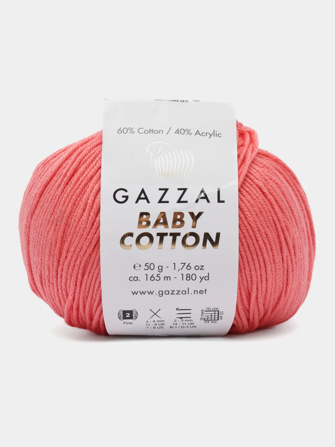 Тёмно-розовый пряжа Gazzal Baby Cotton, 5 мотков в комплекте, 40% акрил, 60% хлопок, 50 г, 165 м