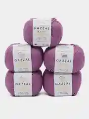Фиолетовый пряжа Gazzal Baby Cotton, 5 мотков в комплекте, 40% акрил, 60% хлопок, 50 г, 165 м