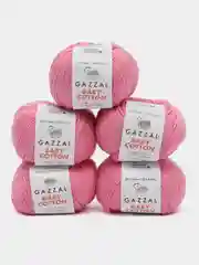 Фуксия пряжа Gazzal Baby Cotton, 5 мотков в комплекте, 40% акрил, 60% хлопок, 50 г, 165 м