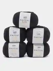 Черный пряжа Gazzal Baby Cotton, 5 мотков в комплекте, 40% акрил, 60% хлопок, 50 г, 165 м