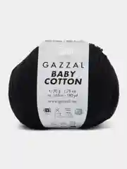 Черный пряжа Gazzal Baby Cotton, 5 мотков в комплекте, 40% акрил, 60% хлопок, 50 г, 165 м