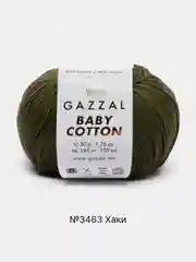 Золотистый хаки пряжа Gazzal Baby Cotton, 5 мотков в комплекте, 40% акрил, 60% хлопок, 50 г, 165 м