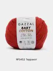 Рыжий пряжа Gazzal Baby Cotton, 5 мотков в комплекте, 40% акрил, 60% хлопок, 50 г, 165 м