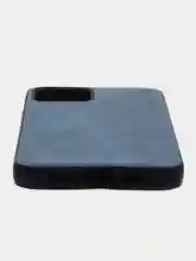 Синий чехол для iPhone 12/12 Pro с кожаной вставкой