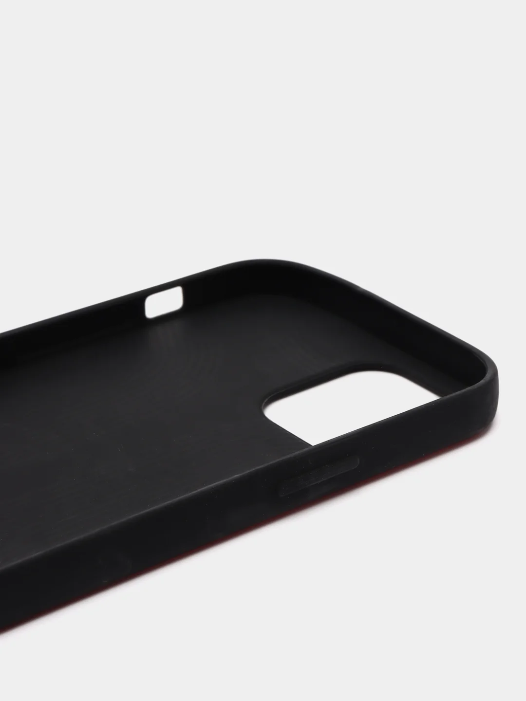 Красный чехол для iPhone 12/12 Pro с кожаной вставкой