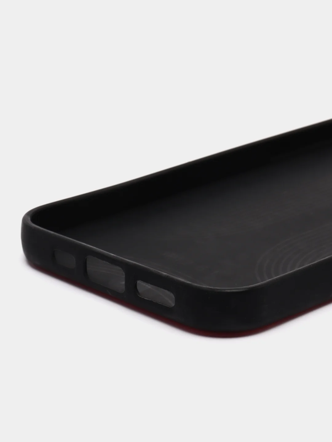 Красный чехол для iPhone 12/12 Pro с кожаной вставкой