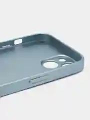 Голубой чехол для iPhone (Айфон) 13, 14, Pro, силиконовый, матовой, стеклянная панель
