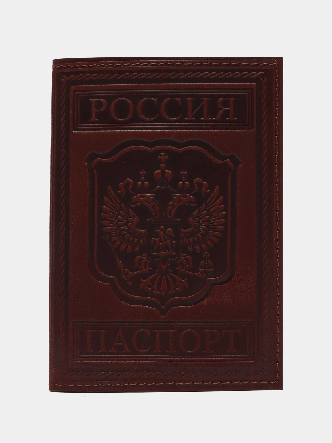 Коричневый обложка на паспорт из натуральной кожи