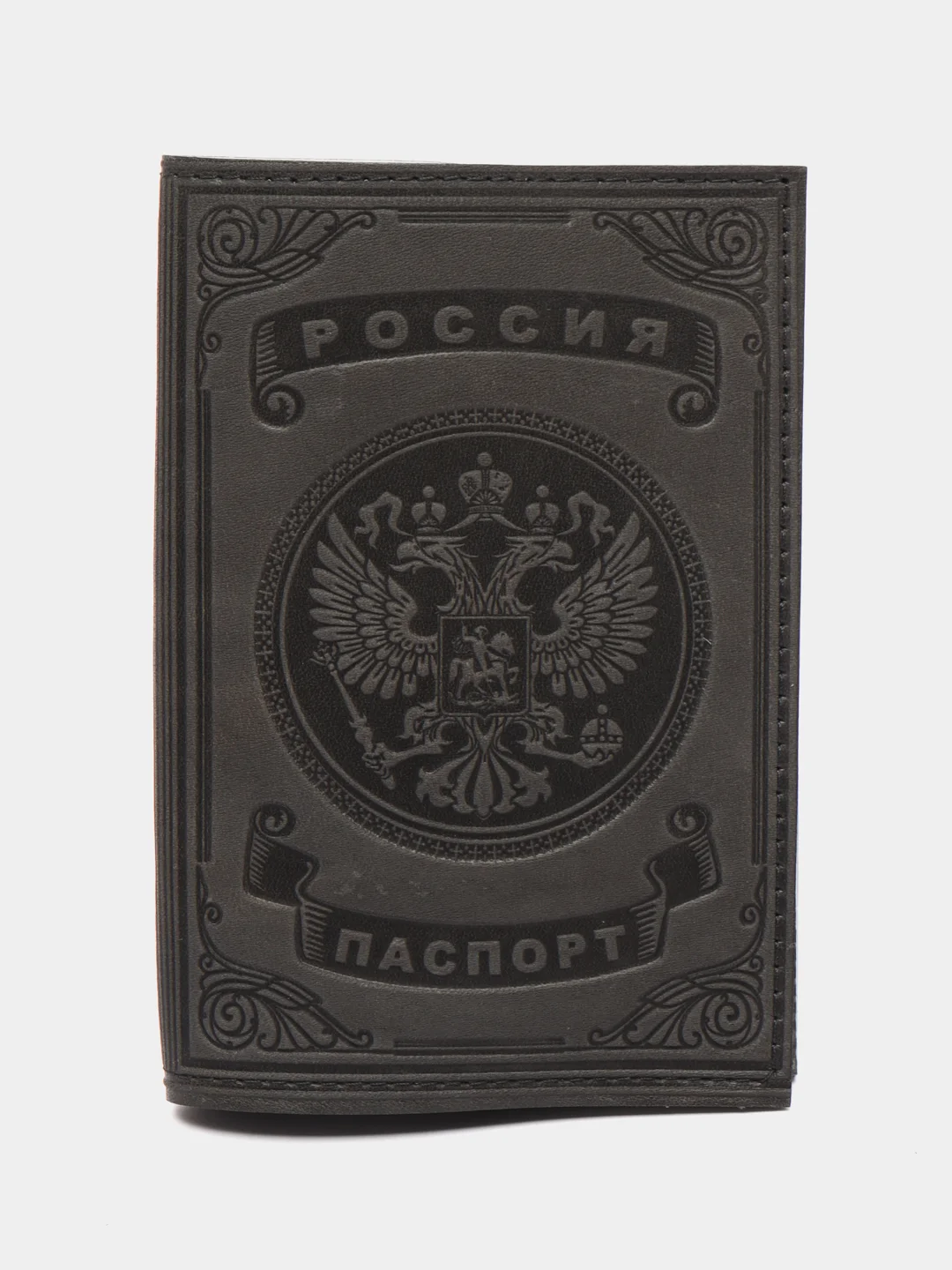 Серый обложка на паспорт из натуральной кожи